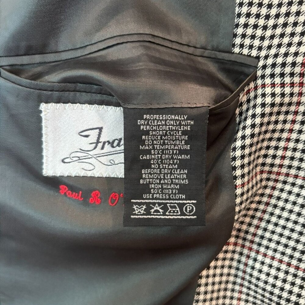 Karl‎ Lagerfeld Paris Blazer 40R Red Accent Houndstooth Silk Wool - Picture 8 of 8